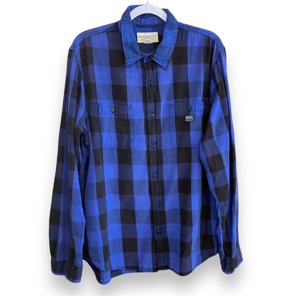 Denim & Supply - Ralph Lauren - Blue/Black Flannel Button Down Shirt - XL